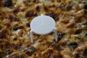 Image of plastic pizza saver. 