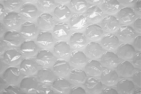 Bubble wrap texture background, plastic cell pattern vector illustration. Transparent bubble film packaging material, realistic white wrinkled plastic wrap for protection and delivery design.