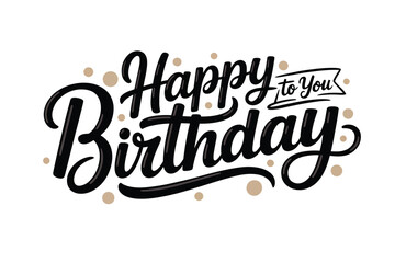 Fototapeta premium Elegant hand lettered happy birthday greeting with decorative gold accents