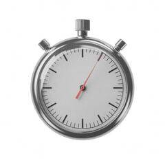 Sleek 3 D stopwatch with polished silver body and red second hand transparent... isolated on a transparent background