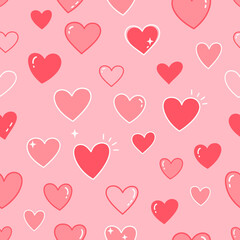 A colorful pattern of cute hearts.