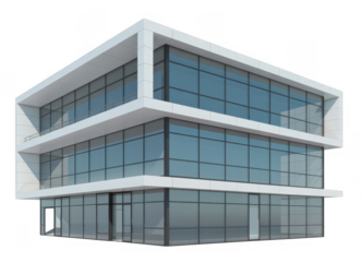 Modern white office building isolated on a transparent background