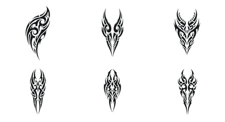 Obraz premium Tattoo designs black tribal art modern abstract body markings white background