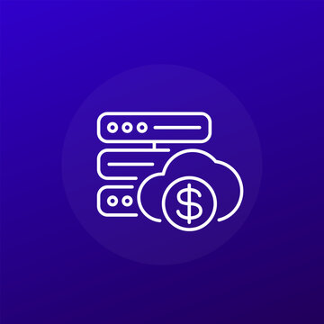 server cost or saas pricing icon, line design