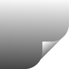 Blank Grey Paper Page with Curled Bottom Corner on transparent background
