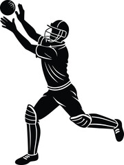 Naklejka premium Wicketkeeper catching ball line art illustration