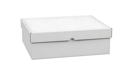 Naklejka premium White Shoe Box with Hinged Lid and Indentation cardboard box closed box packaging