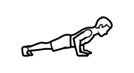 push up exercise icon of a man performing a strength training workout ideal for fitness apps gym content and health promotion.