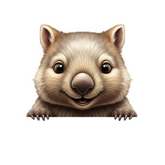 A charming wombat looking straight forward with its small paws on a frame with adorable smile, the picture with vibrant colors create a sense of joy and wonder.