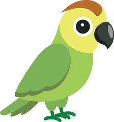 Fototapeta premium Cartoon green parrot isolated on transparent background illustration