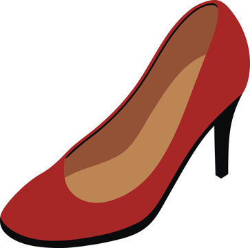 Red high heel shoe elegant isolated transparent background fashion