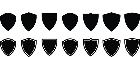 Shield vector set line black vector design illustrator, Collection of protect shield, Vector security shield badge, Knight award contours and linear signs .