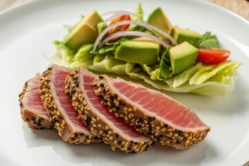 Sesame Crusted Tuna with Avocado Salad sesame seeds
