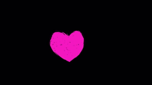 Hand Drawn Pink Hearts Hand-drawn Heart Animation, Romantic Brush Scribble Love Symbol Outline. Animated pink heart shape made with hands,