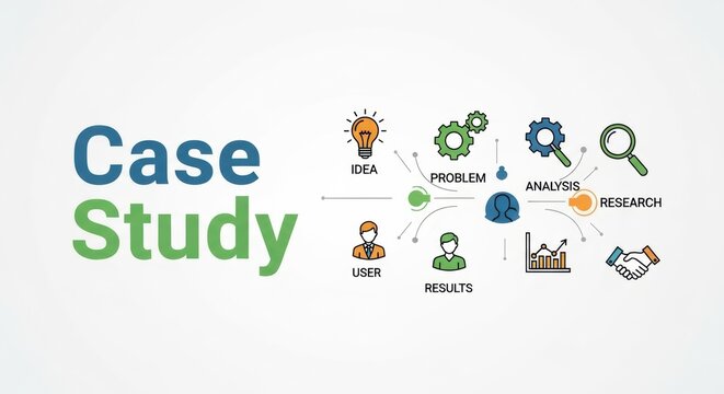 Case Study Infographic: Idea, Problem, Analysis, Research, User, Results