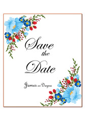 Obraz premium Weding card with flowers vector illustration