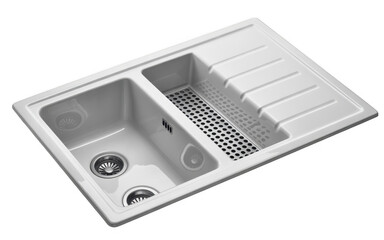 White Double Sink with Drainer white sink kitchen sink isolated on a transparent background