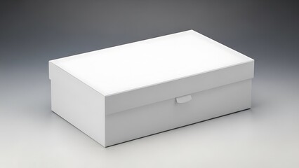 Naklejka premium White Shoe Box with Hinged Lid and Small Handle rectangular box