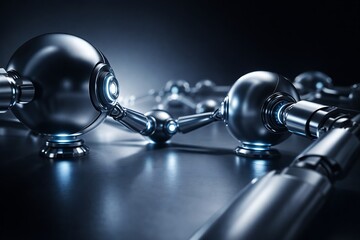 Futuristic Robotic Link Network - Technology Connection Background