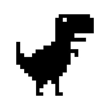 Pixel Dinosaur Silhouette Flat Image