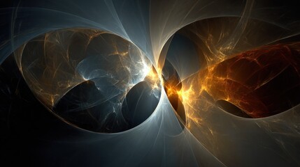 Abstract luminous energy streams intertwine across a dark background