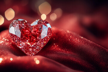 Sparkling gemstone heart shapes in vibrant colors for luxurious Valentine&rsquo;s Day wallpaper design, generative ai