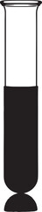 Obraz premium A black and white of a tall cylindrical glass container with a narrow neck and a rounded base filled with a dark liquid also transparent background