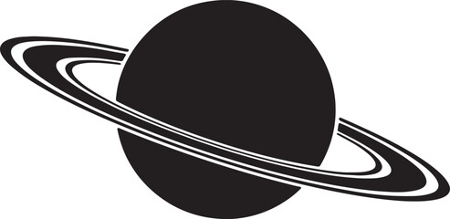 Black and white of a planet with rings tilted at an angle also transparent background space © MeJaMa