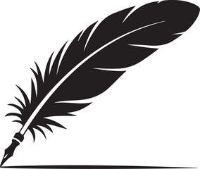 Obraz premium Black feather with quill tip on white background