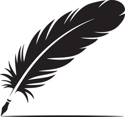 Fototapeta premium Black feather with quill tip on white background