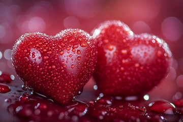 Abstract heart pattern on geometric textured background for Valentine wallpaper, generative ai