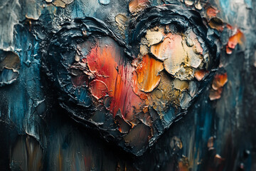 Abstract heart pattern on geometric textured background for Valentine wallpaper, generative ai