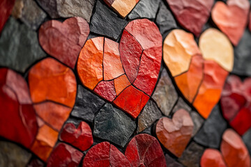 Abstract heart pattern on geometric textured background for Valentine wallpaper, generative ai