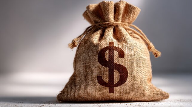 Wealth accumulation symbolized by a sack of money