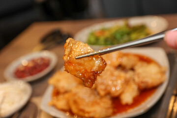 Chinese food. Guo Bao Rou (sweet and sour pork)