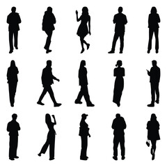 Vector collection set of individual people silhouettes.	
