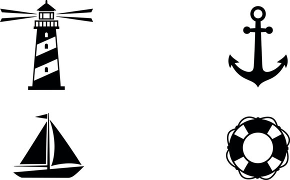 Nautical icons for maritime and adventure themes