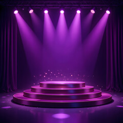 Purple Stage Platform with Spotlight Illumination on Dark Background