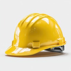 Fototapeta premium Bright yellow hard hat on white background