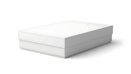 Naklejka premium White rectangular box with lid on white background white box closed box 1 packaging