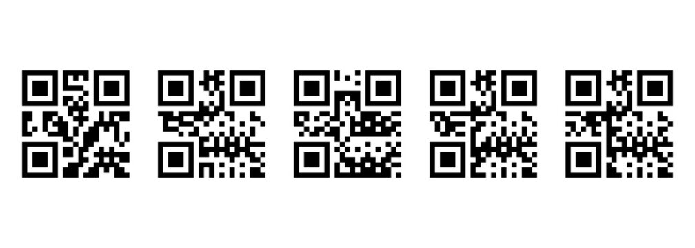 Black Qr code icons for digital marketing on white background