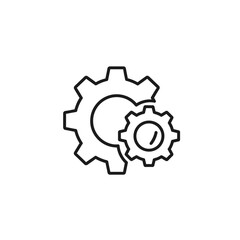 Fototapeta premium Two Interlocking Gears Outline Icon Representing Settings and Mechanics.