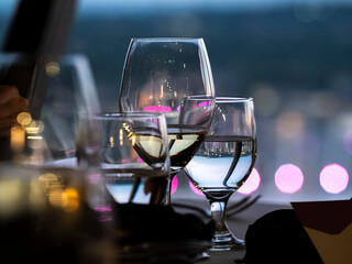 Romantic Dining Table with Wine Glasses