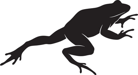 Fototapeta premium Black Silhouette of a Frog in a Leaping Pose also transparent background white