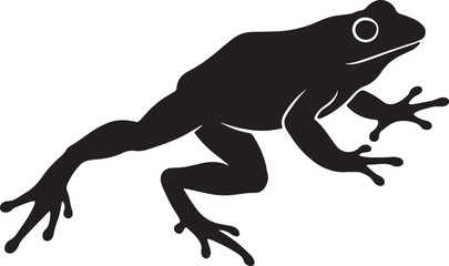 Fototapeta premium Black Silhouette of a Frog with a White Eye and Limbs Extended also transparent background