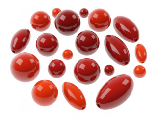 Red gel capsules medicine pills isolated on a transparent background