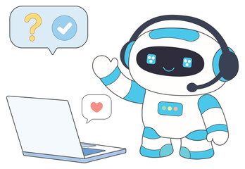 Friendly AI Robot Customer Support and Virtual Assistant Technology