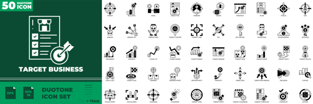 Target Business Duotone Editable Icons set