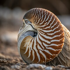 Nautilus Shell Close Up With Detailed Texture image