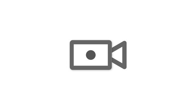 Simple video camera icon with gray outline and dot
